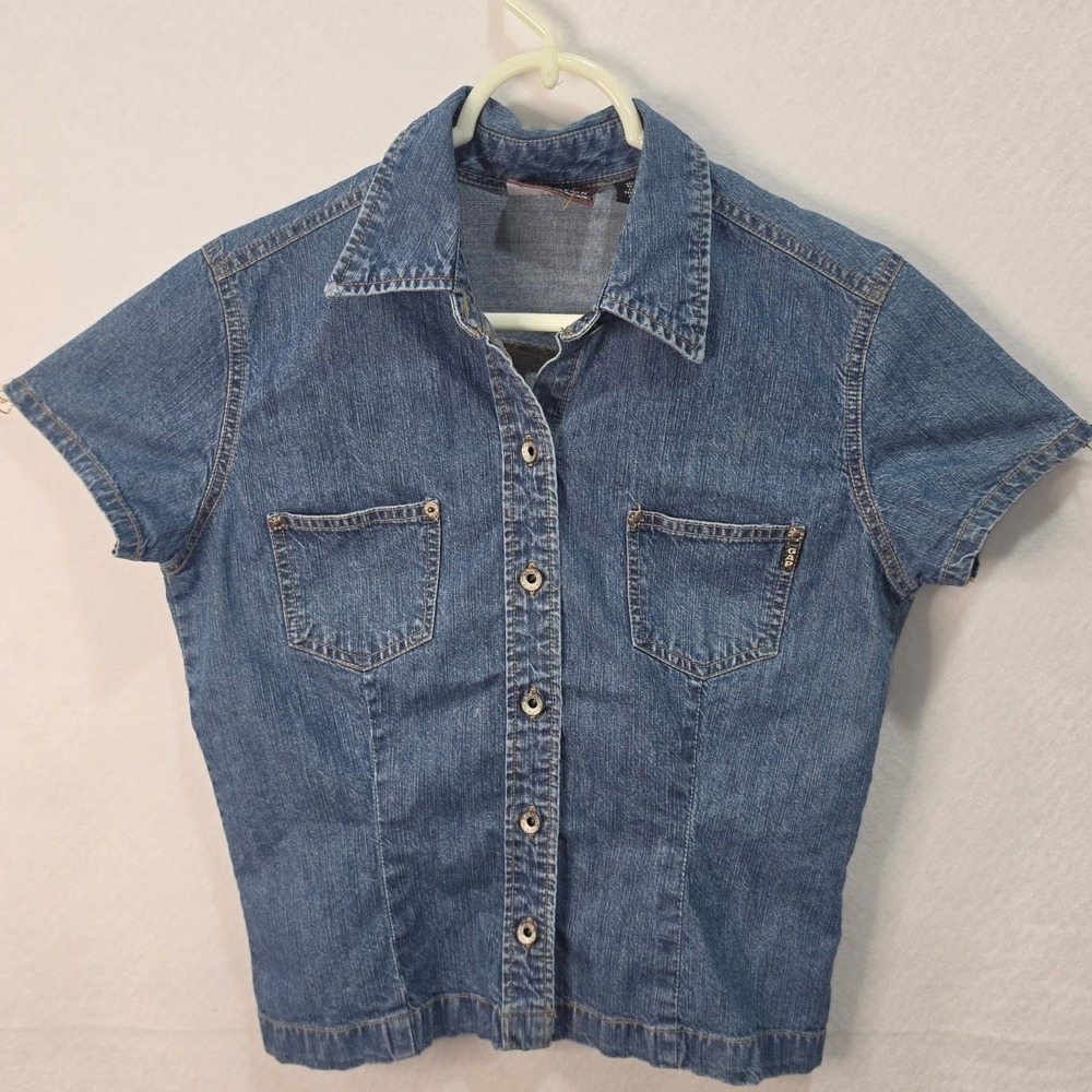 Vintage Gap Special Edition Denim Shirt Womens XS Blue Short Sleeve Button Down